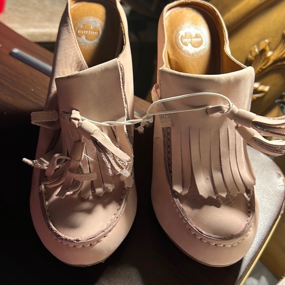 Anthro Lucky Penny Towering Tassel pink Mules - Picture 4 of 12